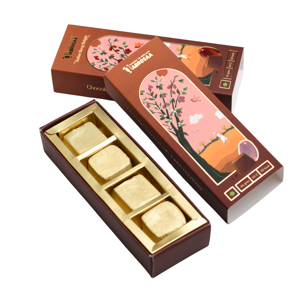 Ber Infused Chocolate | Made of Indian Jujube Superfruit | Dark Chocolate | No Jelly Pure Fruit Pulp Inside | Enriched With Vitamin C | No Added Color | No added Flavors45gms