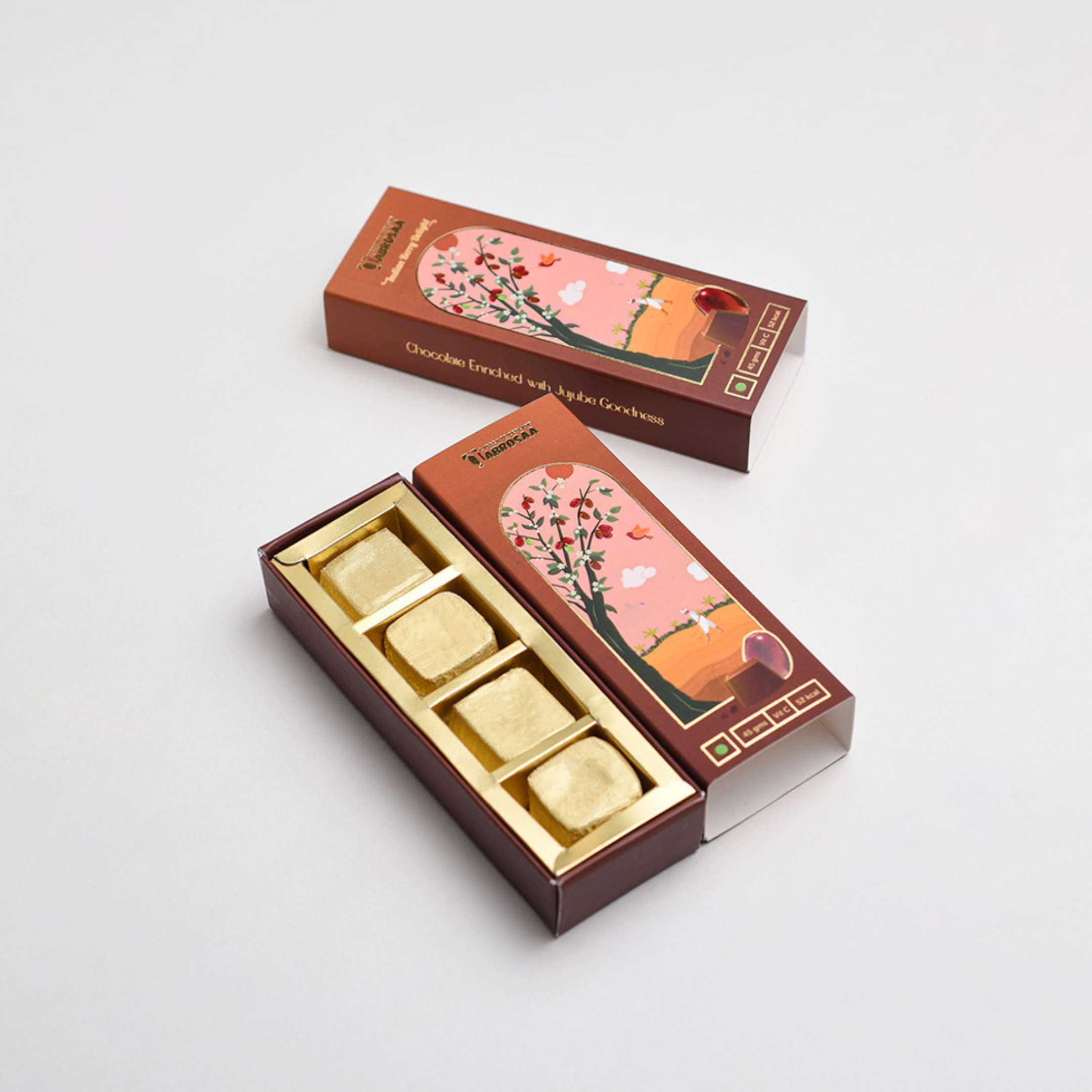 Ber Infused Chocolate | Made of Indian Jujube Superfruit | Dark Chocolate | No Jelly Pure Fruit Pulp Inside | Enriched With Vitamin C | No Added Color | No added Flavors45gms